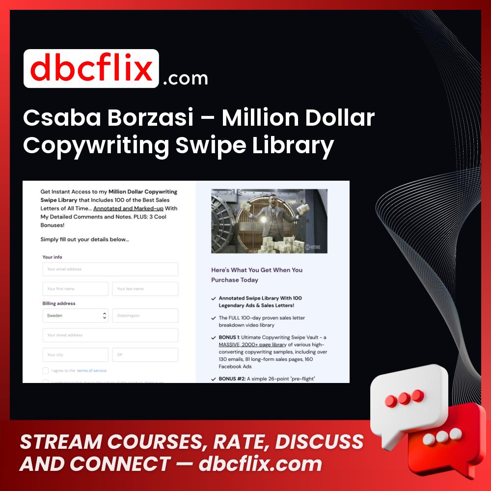 Csaba Borzasi – Million Dollar Copywriting Swipe Library free downoad, dbcflix, dbcflix.com, storedbc.com, downloadbusinesscourse, mega, google drive