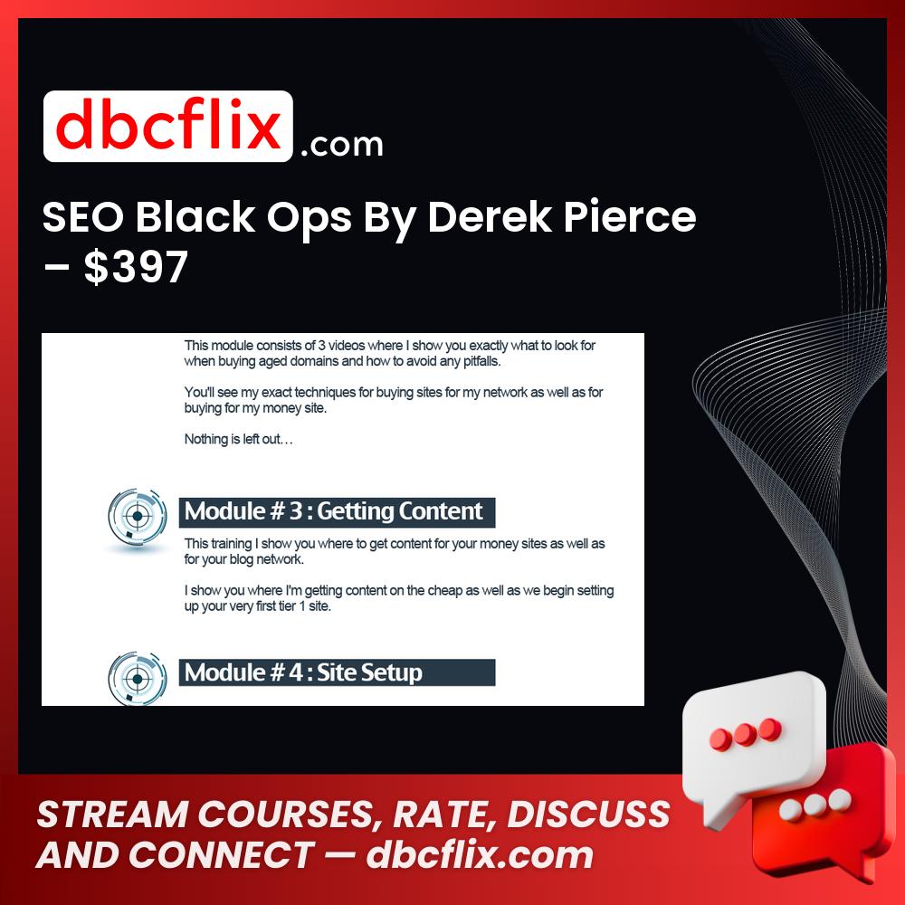 SEO Black Ops By Derek Pierce – $397 free downoad, dbcflix, dbcflix.com, storedbc.com, downloadbusinesscourse, mega, google drive