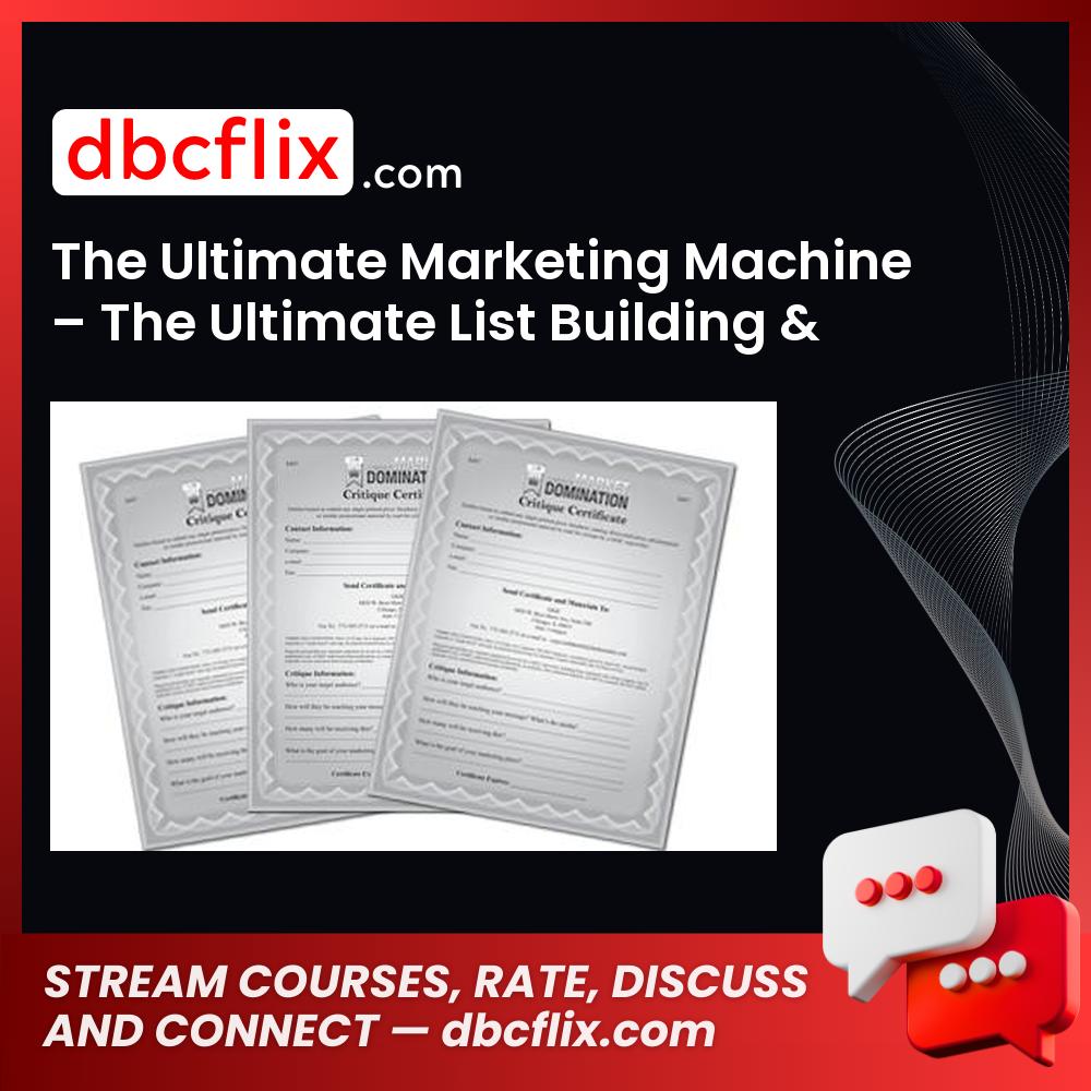 The Ultimate Marketing Machine – The Ultimate List Building & Conversion System free downoad, dbcflix, dbcflix.com, storedbc.com, downloadbusinesscourse, mega, google drive