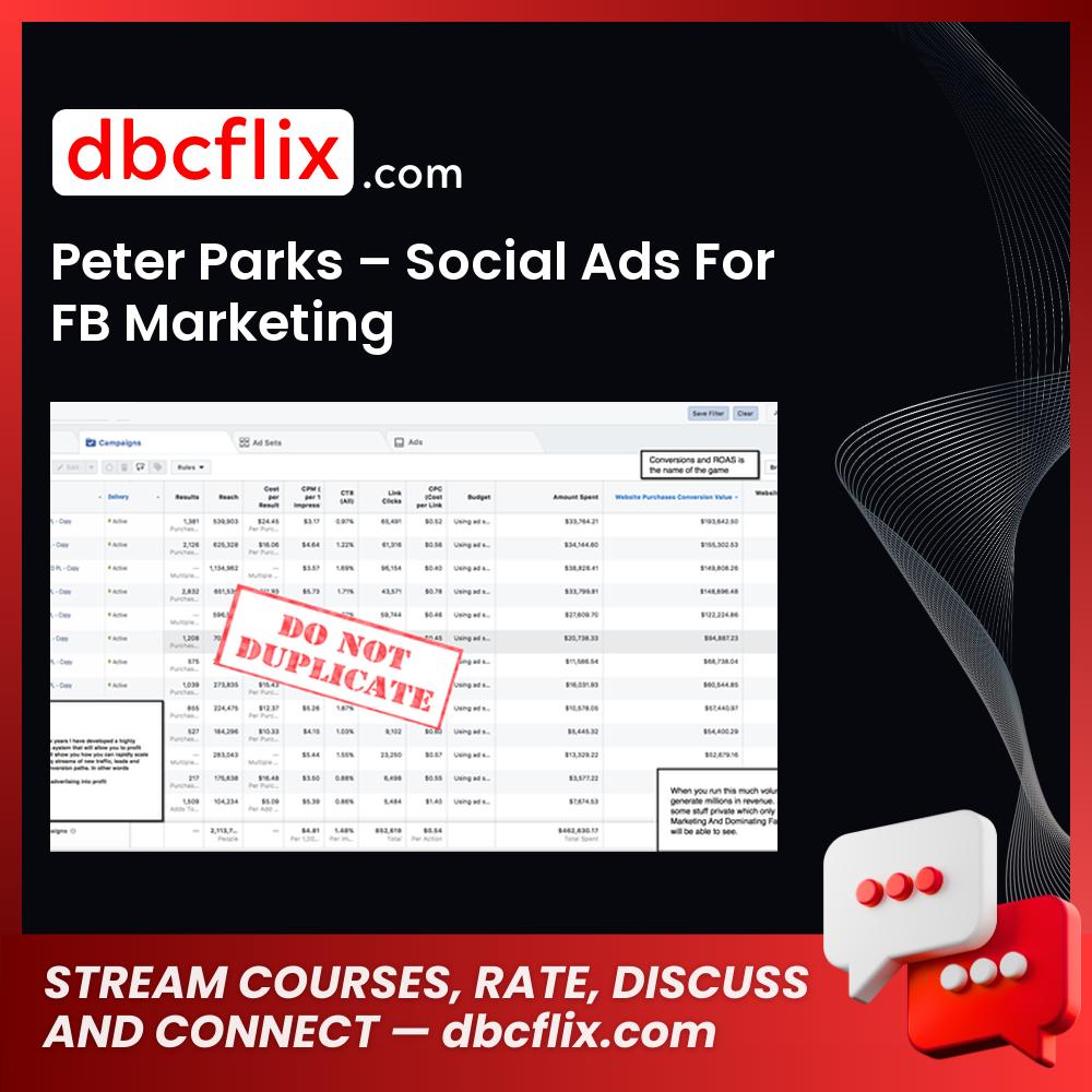 Peter Parks Social Ads For Fb Marketing FREE DOWNLOAD