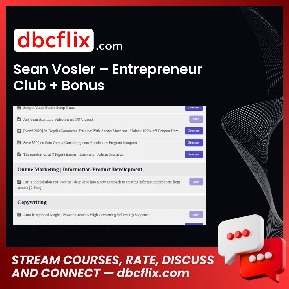 download, downloadbusinesscourse, drive, fast, free, google, mega, rapidgator, Sean Vosler – Entrepreneur Club + Bonus, torrent