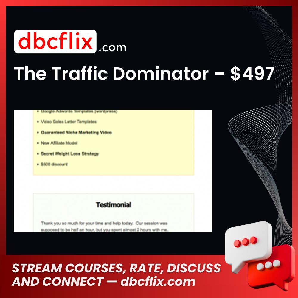 The Traffic Dominator – $497 free downoad, dbcflix, dbcflix.com, storedbc.com, downloadbusinesscourse, mega, google drive